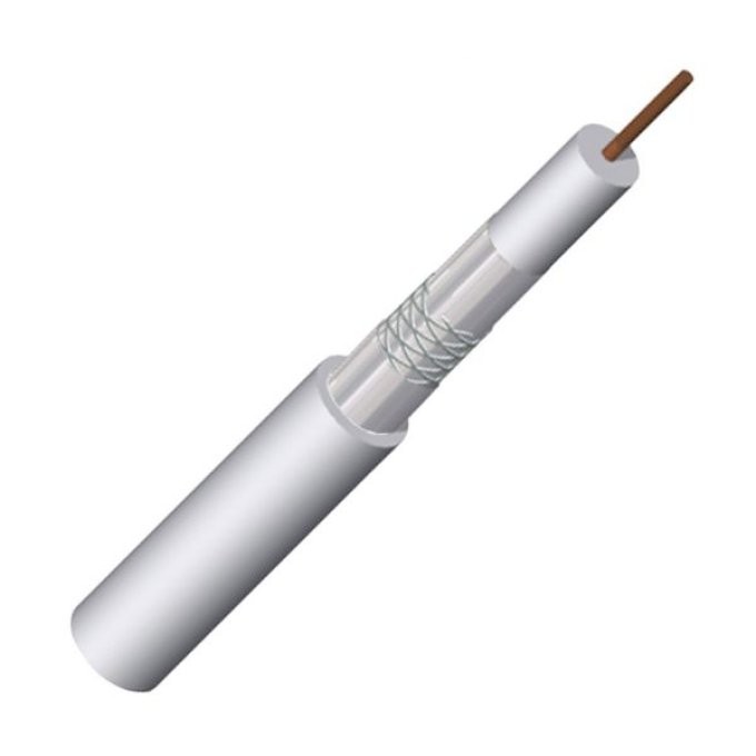 Câble coaxial blanc 18 VAtCa en rouleau de 100 mètres