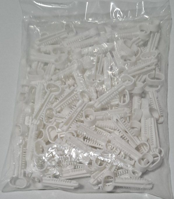 Lot de 100 chevilles plastiques câble blanc