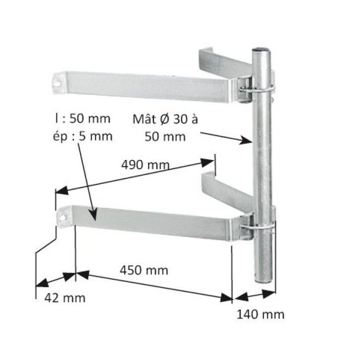 Etriers muraux acier galvanisé - déport 450 mm tonna 509171