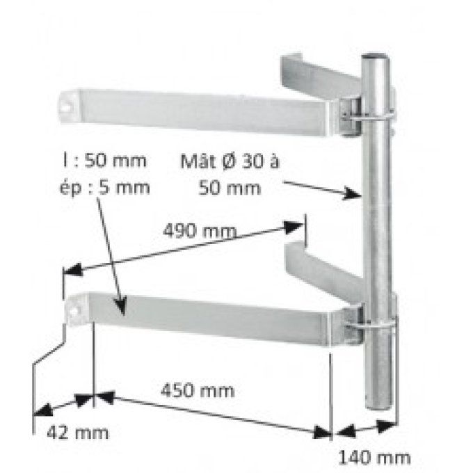 Etriers muraux acier galvanisé - déport 450 mm - avec contre plaque Tonna 509173