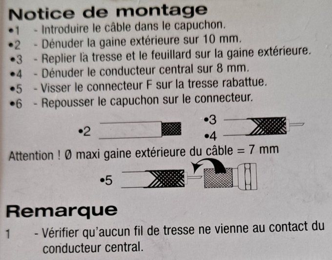 2 connecteurs F à visser avec 1 capuchon d'étanché