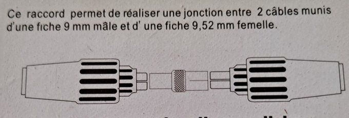 Raccord 9 mm mâle - 9,52 mm femelle