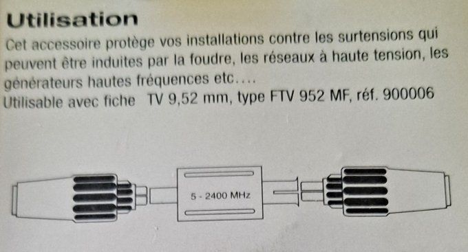 Protection antenne contre les surtensions Triax 900043