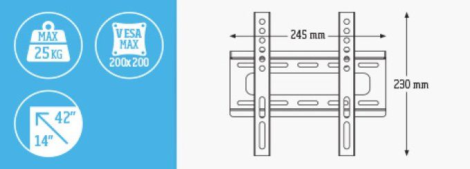 Support TV mural fixe pour écran plat 36 à 106 cm