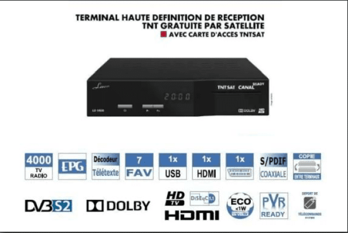 Récepteur Lenson LD9400 avec Carte TNTSAT valable jusqu'au 25/03/2025 - Reconditionné