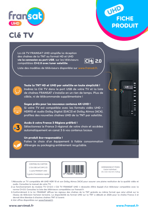 Clé USB Fransat 4K