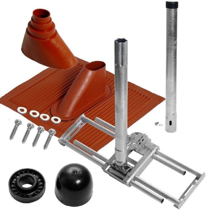 Kit support charpente avec tuile aluminium, cone et bouchon de mat